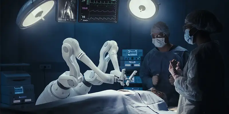 AI-assisted robotic surgery in progress