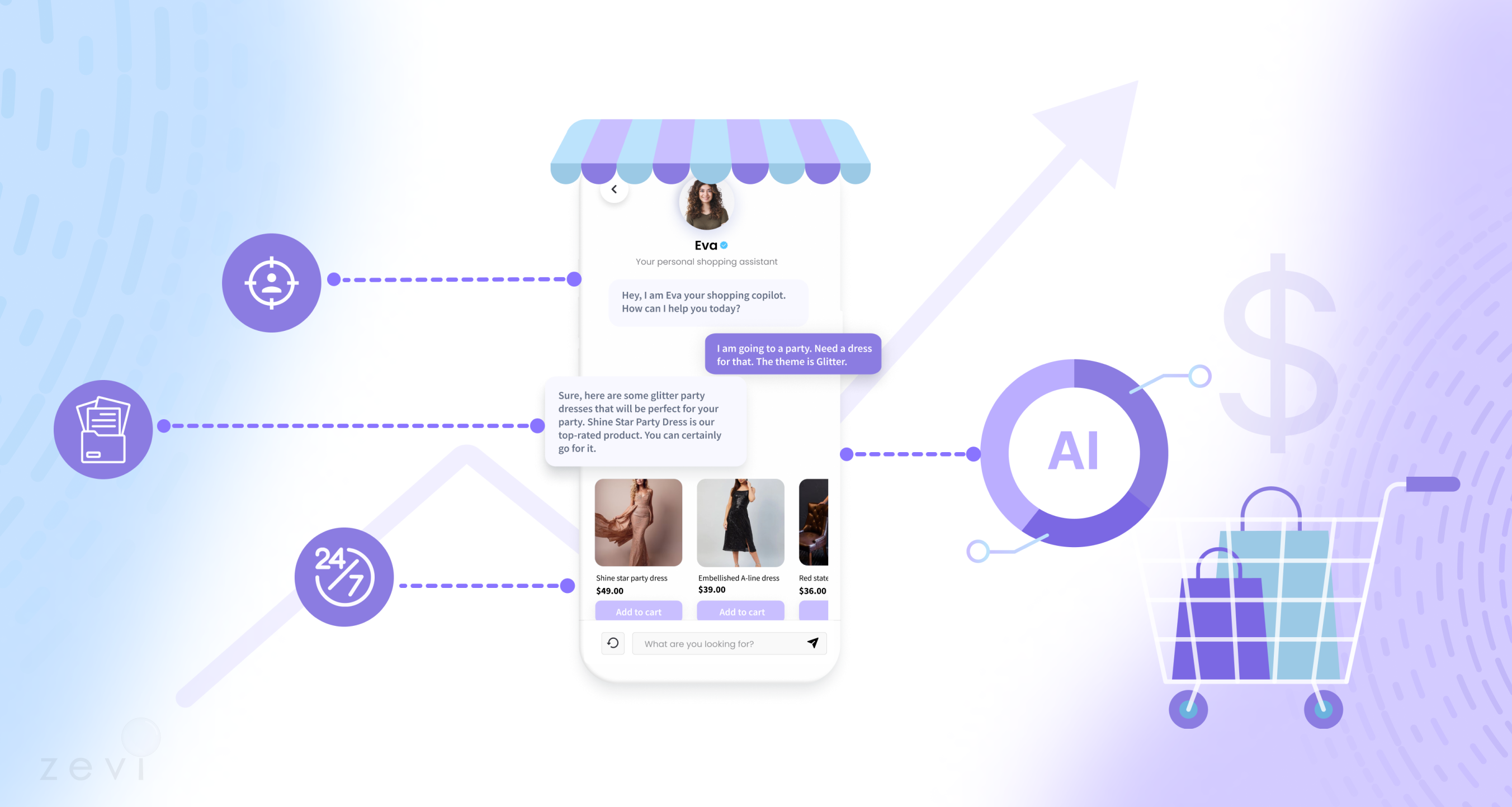 AI-powered virtual assistant helping customer with product selection